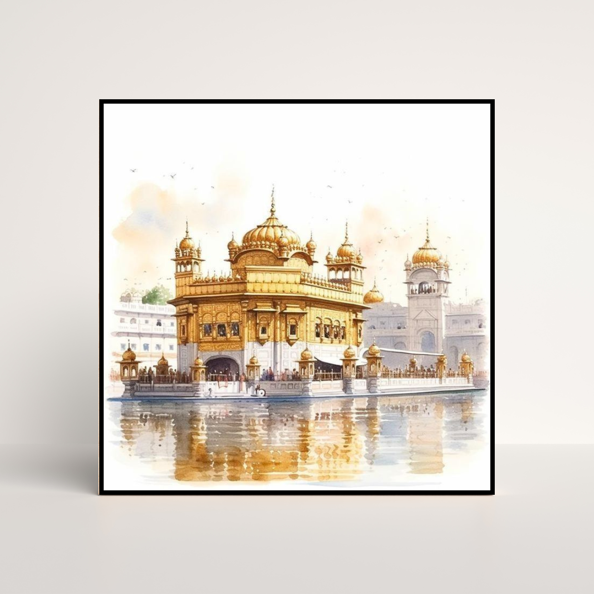 Golden Temple Amritsar Watercolor - Sri Harmandir Sahib Canvas Painting - Image 2