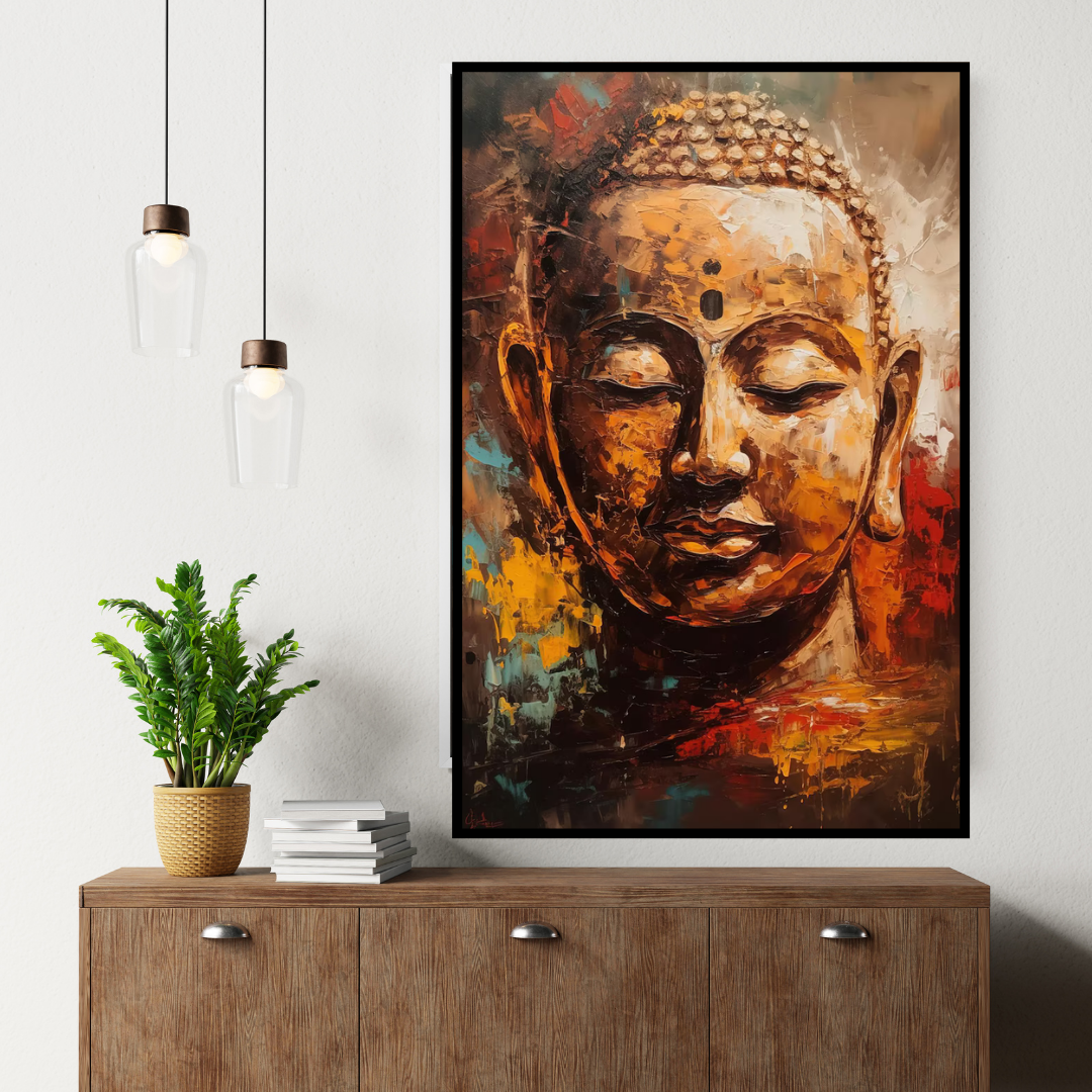 Silent Wisdom - Textured Meditative Buddha Canvas Painting - Image 2