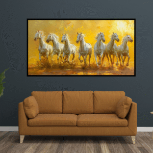 White Horses in Motion - Galloping White Herd Canvas Painting