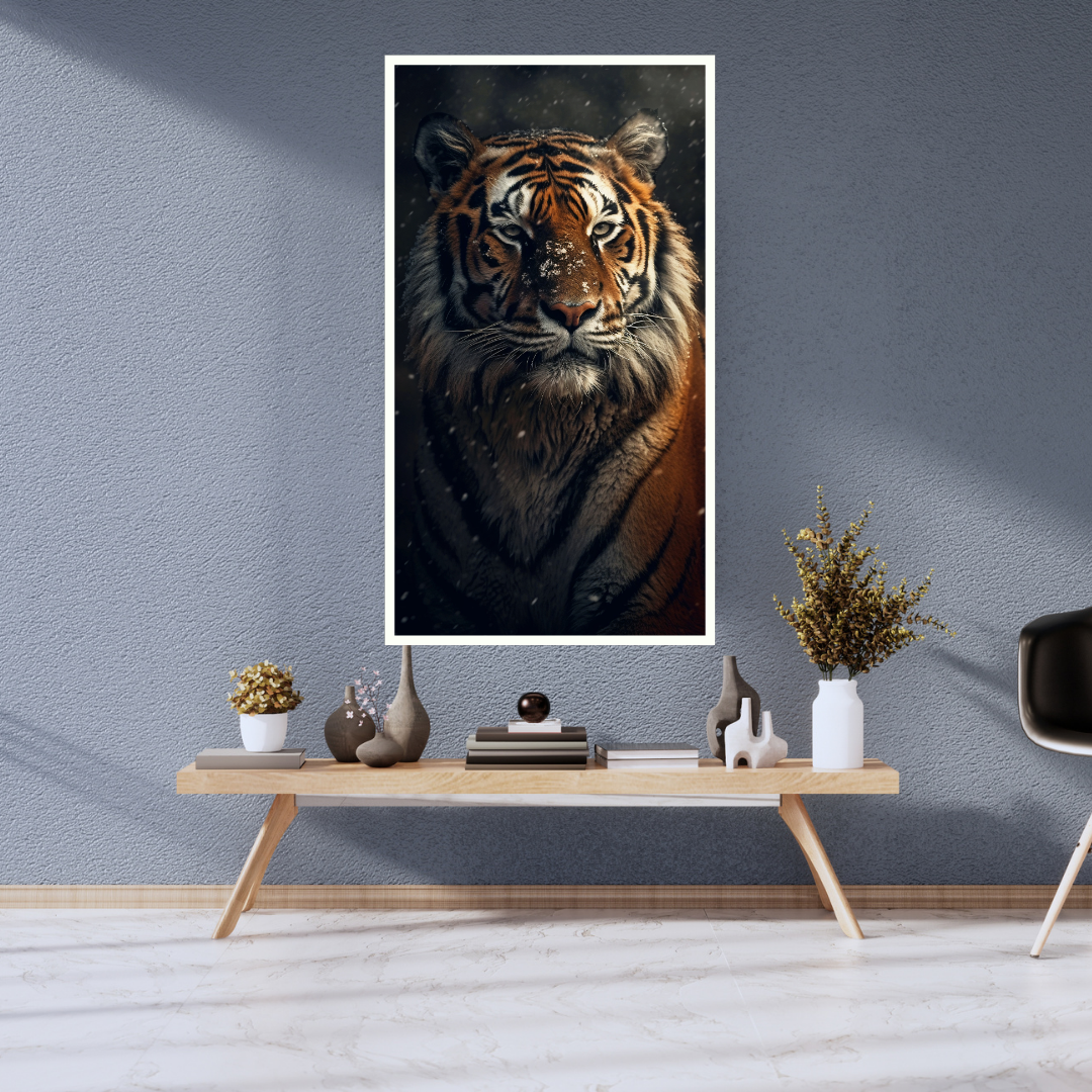 Winter's Fury - Majestic Tiger in Snowy Landscape Canvas Painting