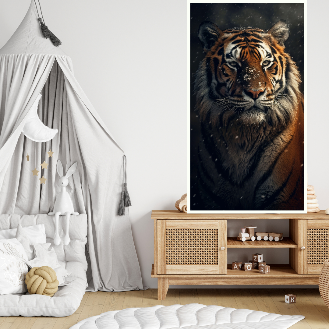 Winter's Fury - Majestic Tiger in Snowy Landscape Canvas Painting - Image 2