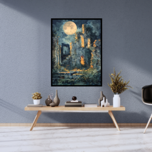 Lunar Illumination - Moonlit Ancient Ruins Canvas Painting