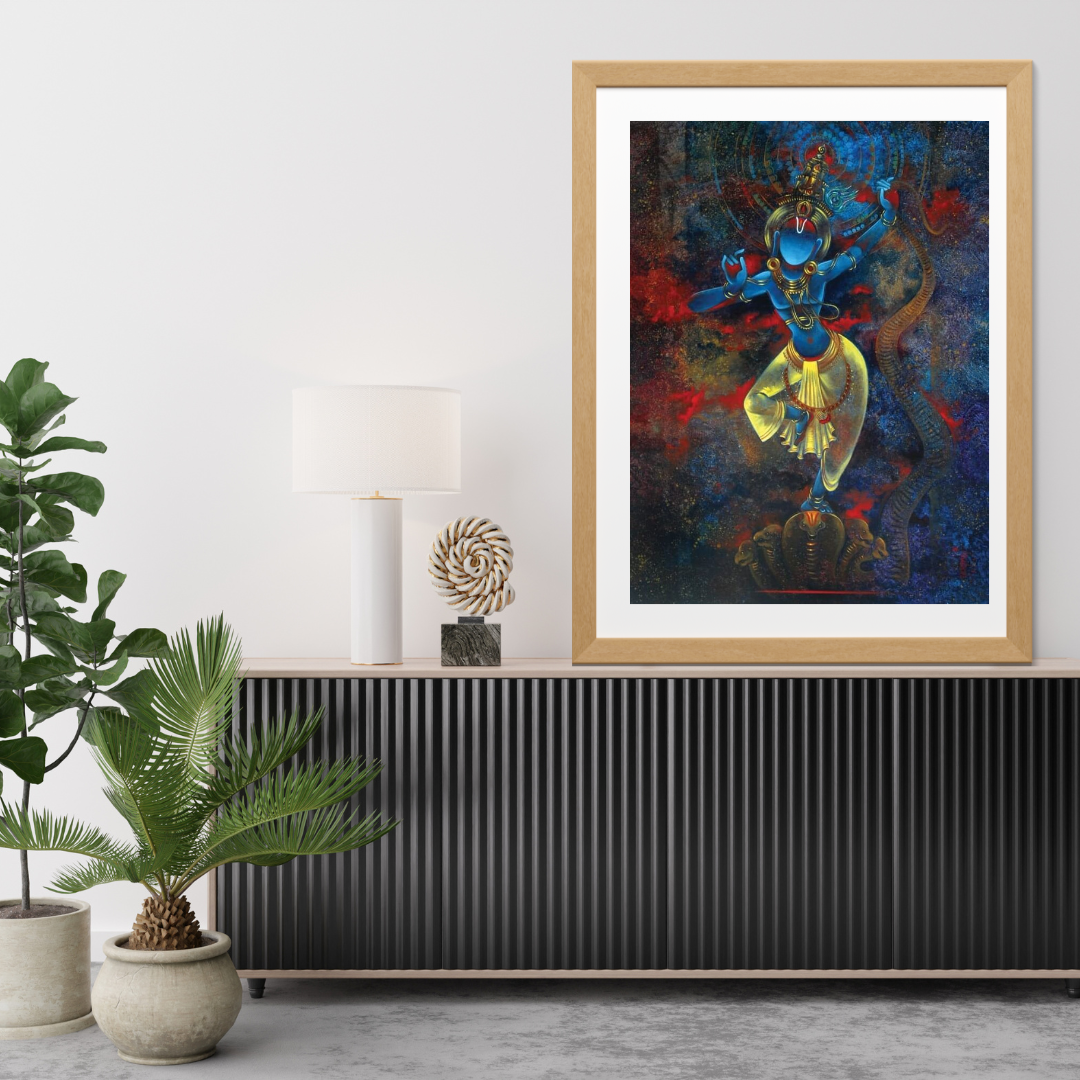 Krishna's Cosmic Dance Canvas by Artohub - Image 2