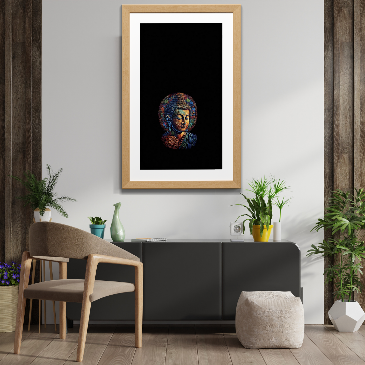 Ornate Tranquility – Buddha’s Floral Grace - Image 2